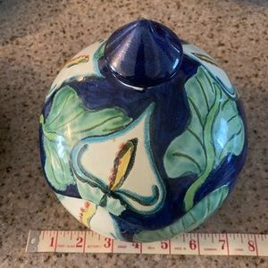 Talavera Mexico Lilly Cobalt Green Dish/Bowl/Lid